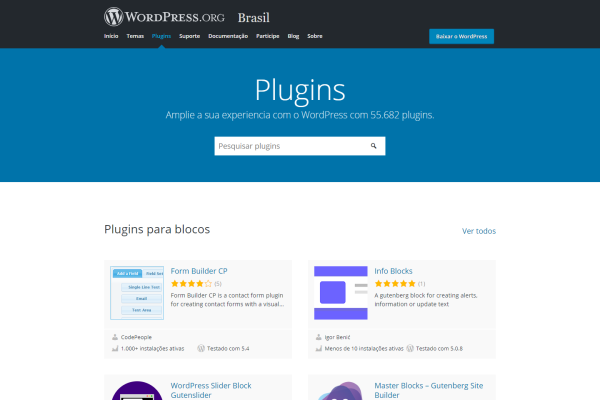 Pagina principal de Plugins WordPress 